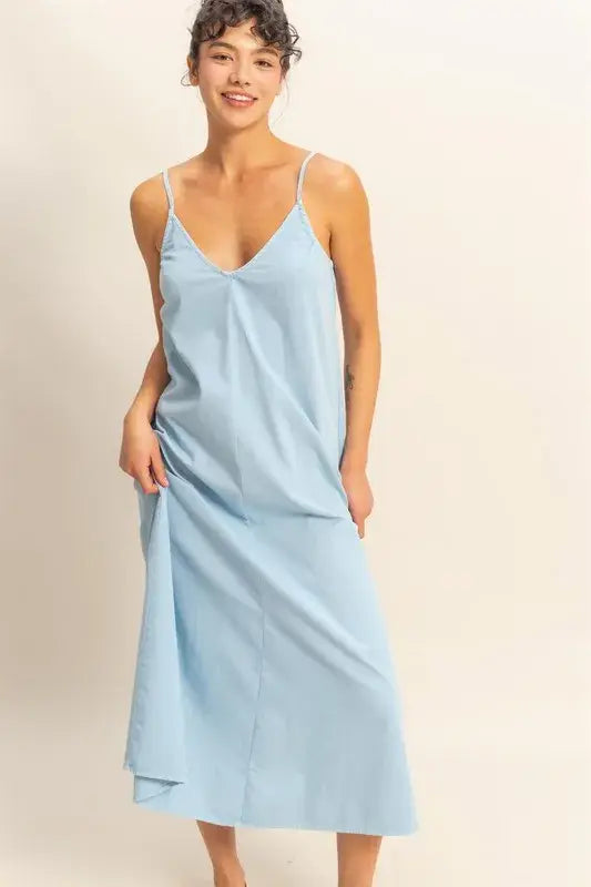 HYFVE Dyed V-Neck Loose Dress - Trendsi - Flyclothing LLC