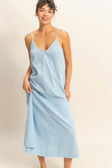 HYFVE Dyed V-Neck Loose Dress - Trendsi - Flyclothing LLC