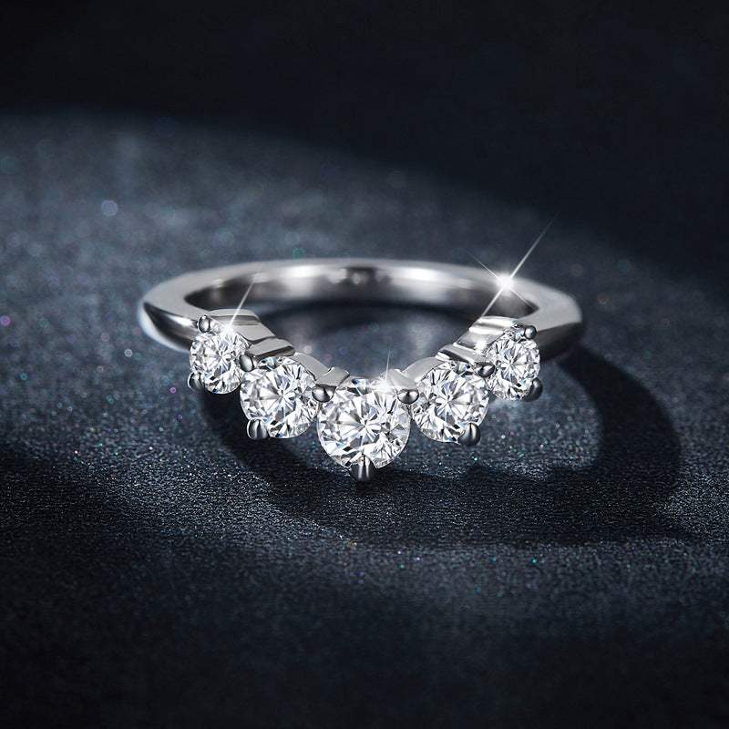 Inlaid Moissanite 925 Sterling Silver Ring - Trendsi - Flyclothing LLC