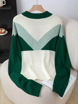 Color Block Button Detail Sweater - Trendsi - Flyclothing LLC