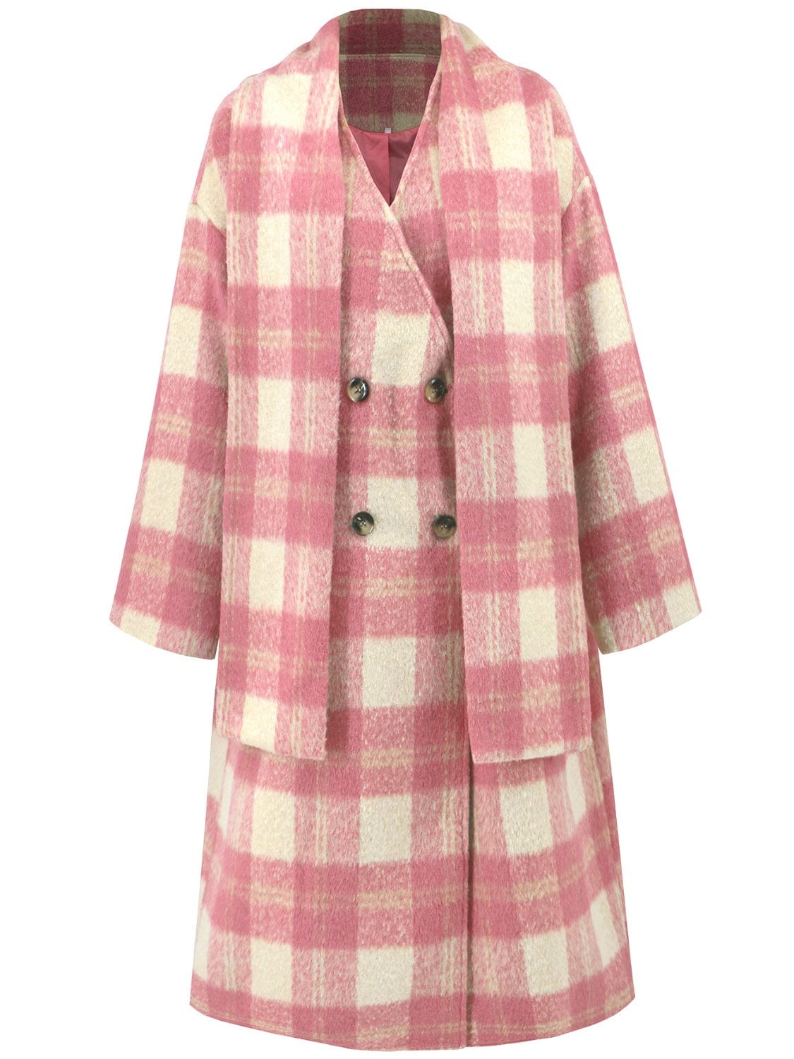 Plaid Button Up Long Sleeve Coat - Trendsi