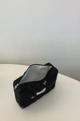 Bow Embroidered Quilted Storage Bag - Trendsi