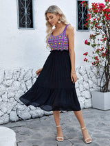 Openwork Wide Strap Midi Dress - Trendsi - Flyclothing LLC