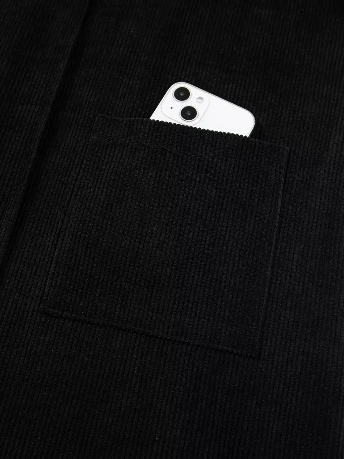 Corduroy Sleeveless Mini Dress with Patched Pockets - Trendsi - Flyclothing LLC