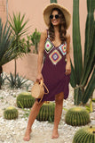 Geometric V-Neck Spaghetti Strap Cover Up Dress - Trendsi - Flyclothing LLC