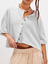 Button Down Half Sleeve Shirt - Trendsi - Flyclothing LLC