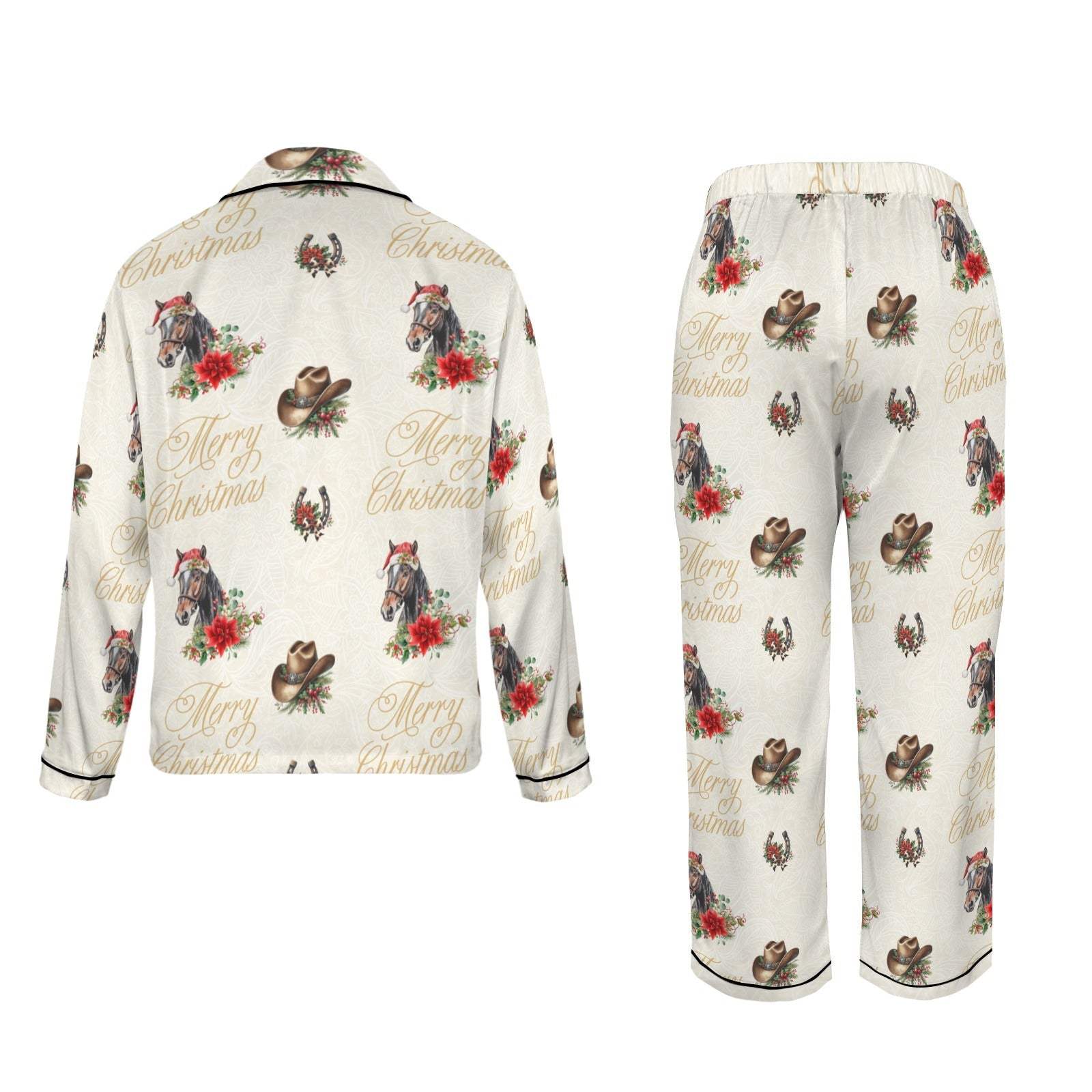 Baha Ranch Christmas Horses Satin Western Pajamas