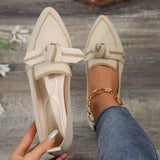 Bow Contrast Trim Point Toe Loafers - Trendsi