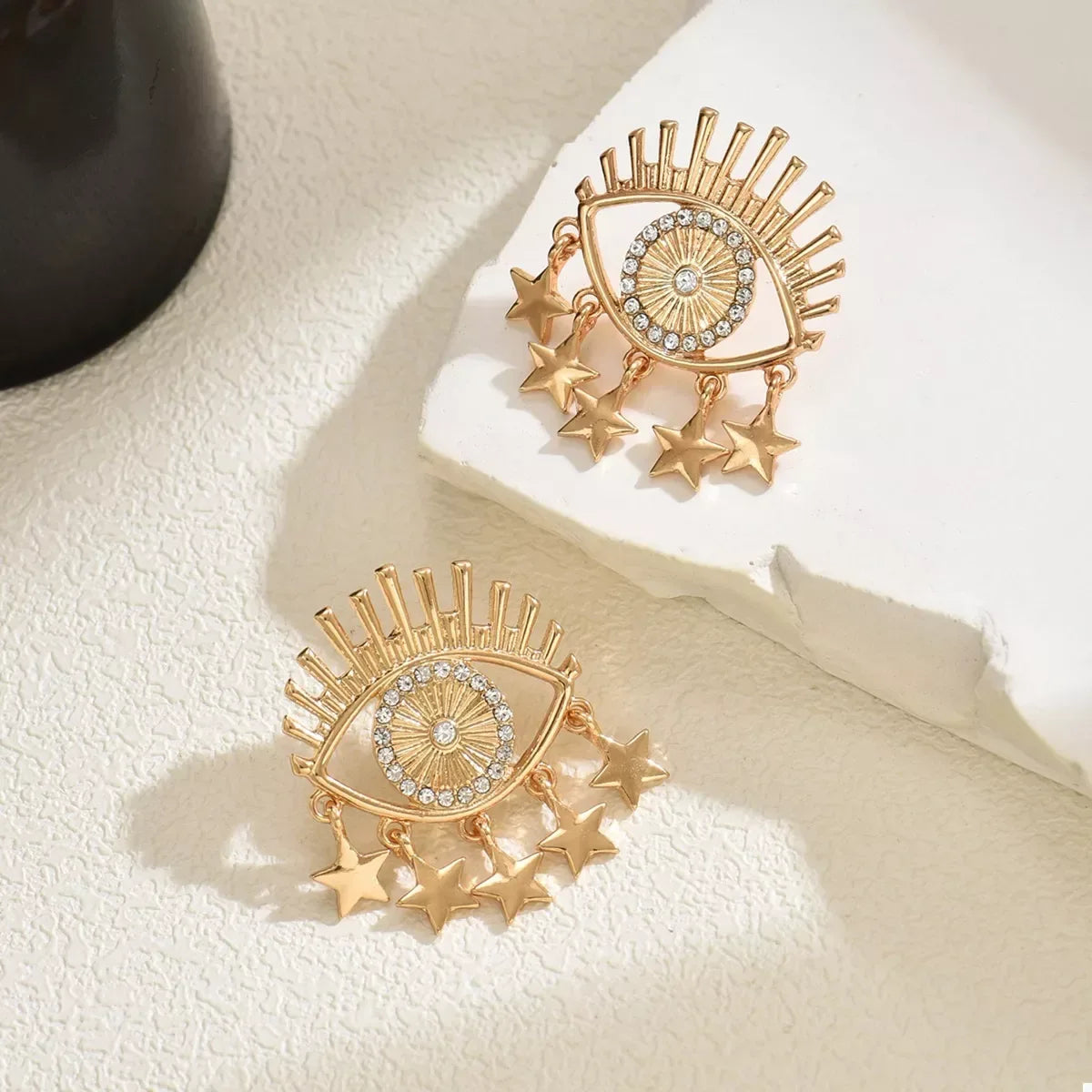 18K Gold-Plated Evil Eye Star Earrings - Trendsi - Flyclothing LLC