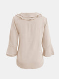 Full Size Ruffled V-Neck Flounce Sleeve Blouse - Trendsi - Flyclothing LLC