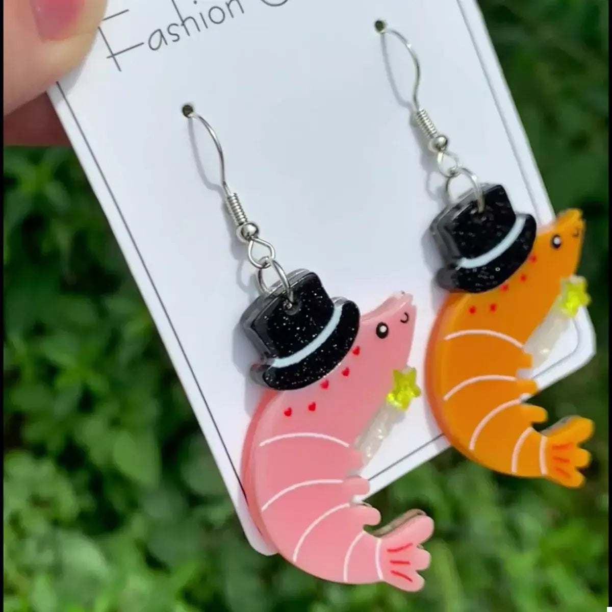 Whimsical Shrimp Earrings with Top Hats - Trendsi - Flyclothing LLC