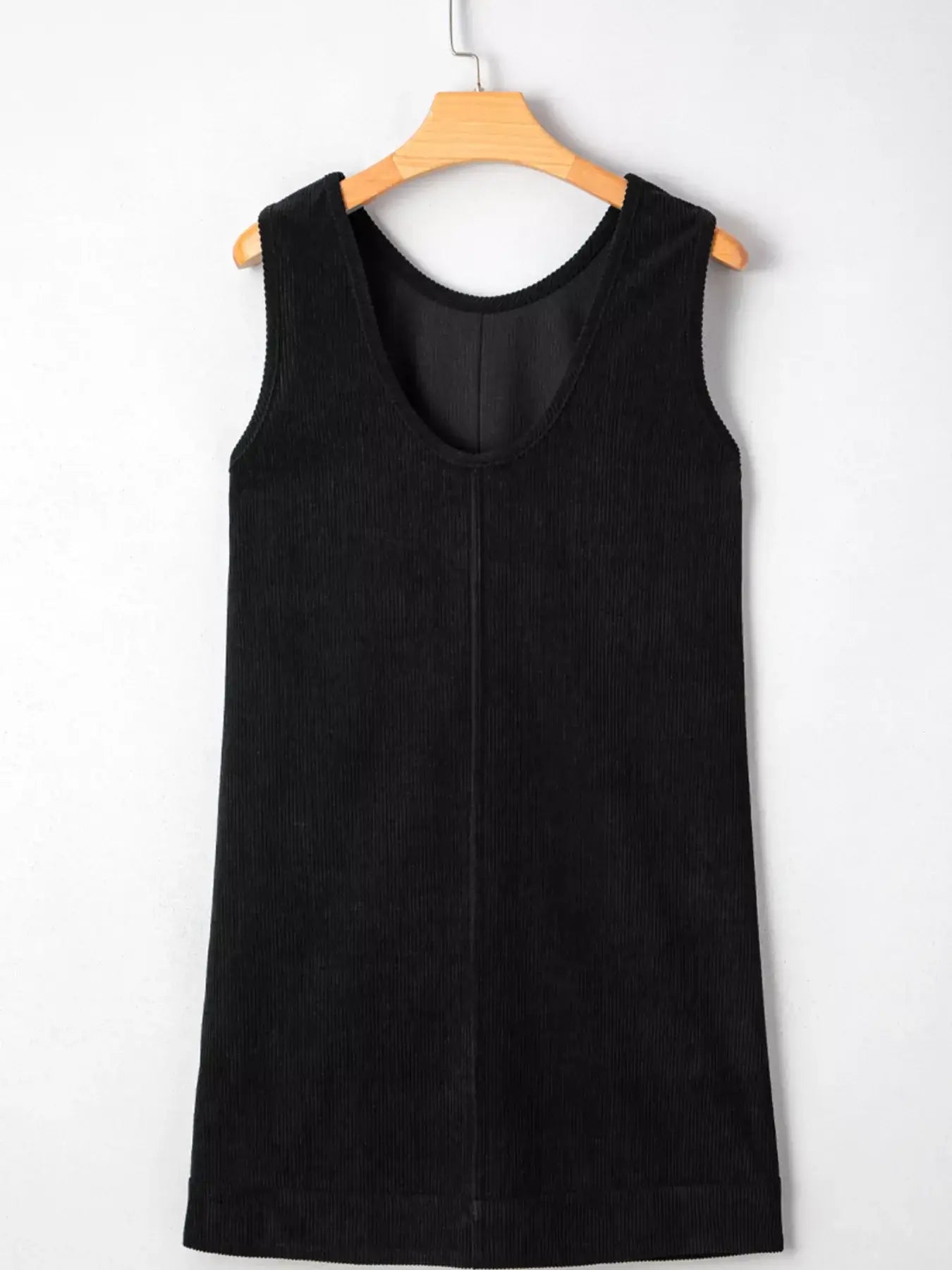 Corduroy Sleeveless Mini Dress with Patched Pockets - Trendsi - Flyclothing LLC