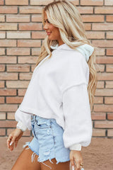Exposed Seam Long Sleeve Hoodie - Trendsi - Flyclothing LLC