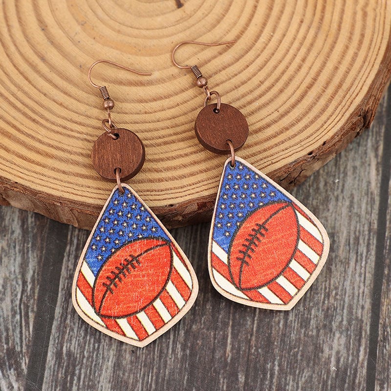 Printed Wooden Dangle Earrings - Trendsi