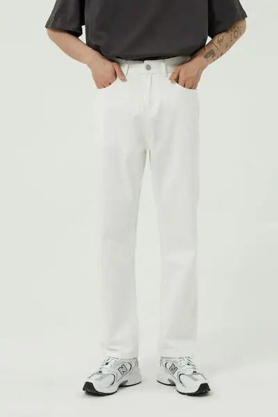 Straight Leg Jeans with Pockets - Trendsi - Flyclothing LLC