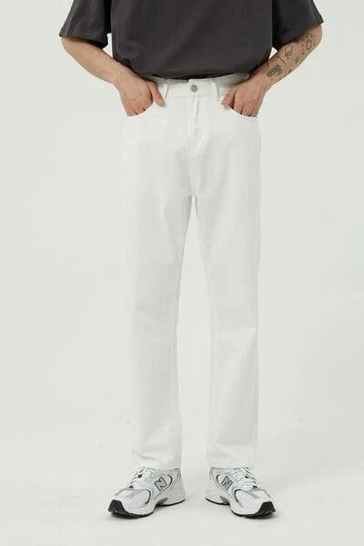 Straight Leg Jeans with Pockets - Trendsi