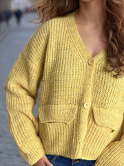 Button Down Long Sleeve Cardigan - Trendsi
