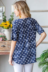 Heimish Full Size Short Sleeve Crisscross Star Babydoll Top - Trendsi - Flyclothing LLC