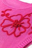 Crochet Flower Round Neck Cap Sleeve Sweater - Trendsi - Flyclothing LLC
