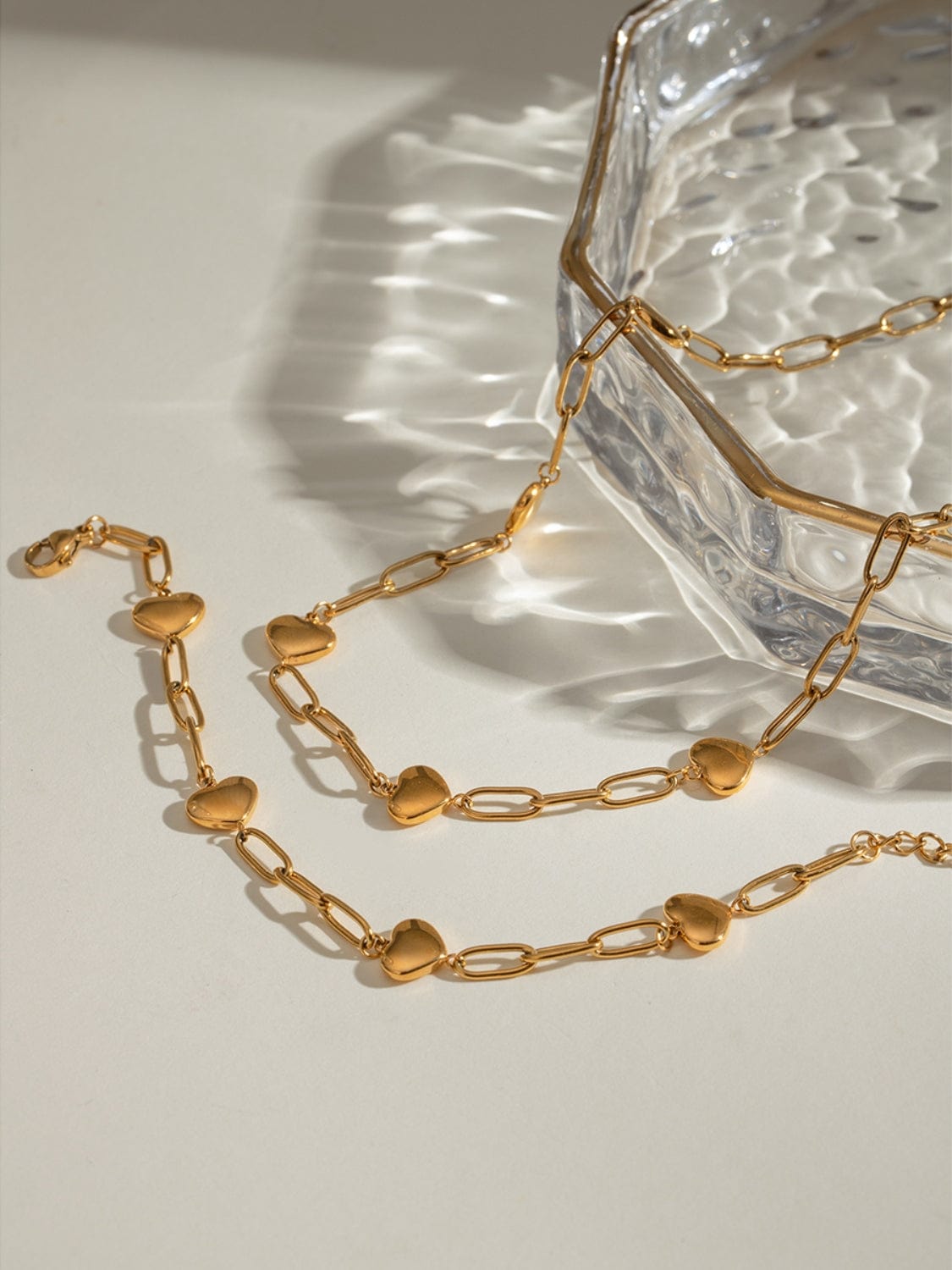 18K Gold-Plated Stainless Steel Heart Bracelet - Trendsi