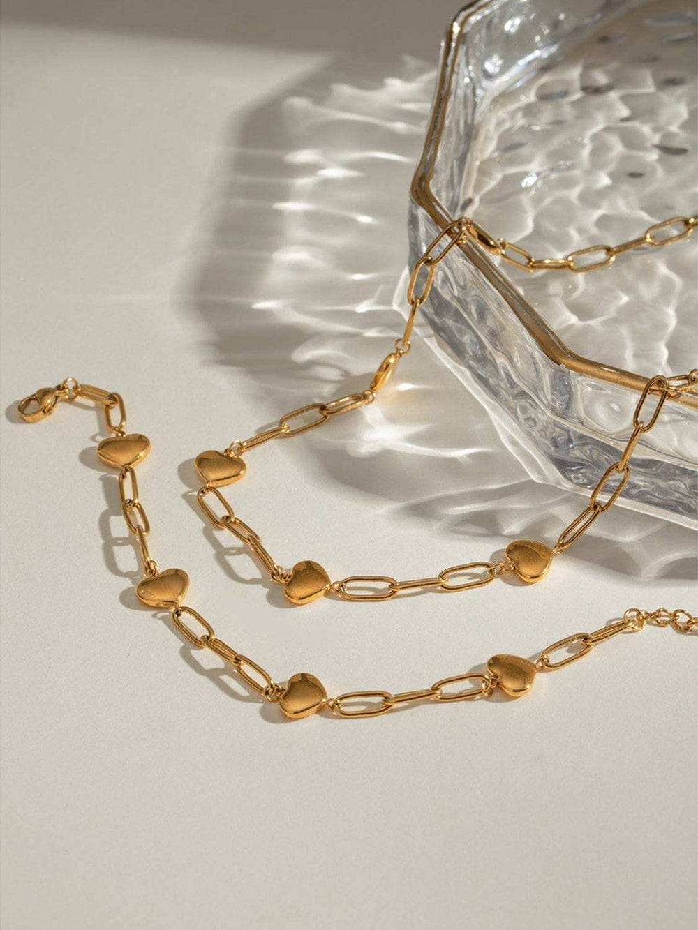 18K Gold-Plated Stainless Steel Heart Bracelet - Trendsi - Flyclothing LLC