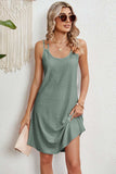 Eyelet Scoop Neck Double Strap Dress - Trendsi - Flyclothing LLC