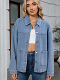 Washed Oversized Button Down Denim Jacket - Trendsi - Flyclothing LLC
