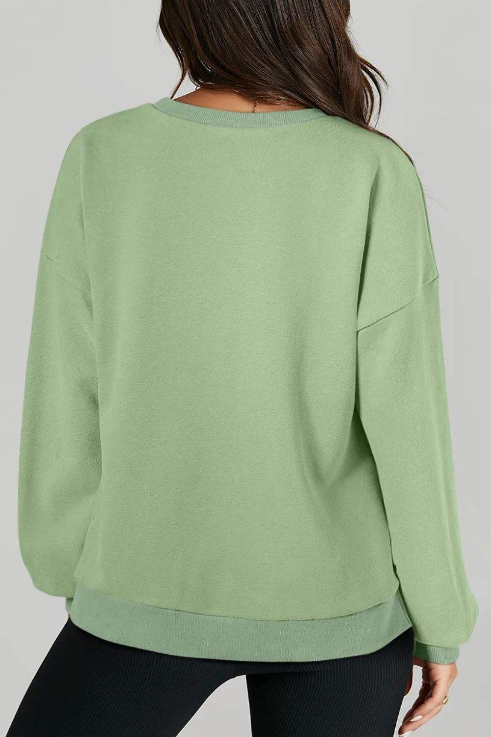 Round Neck Long Sleeve Sweatshirt - Trendsi - Flyclothing LLC