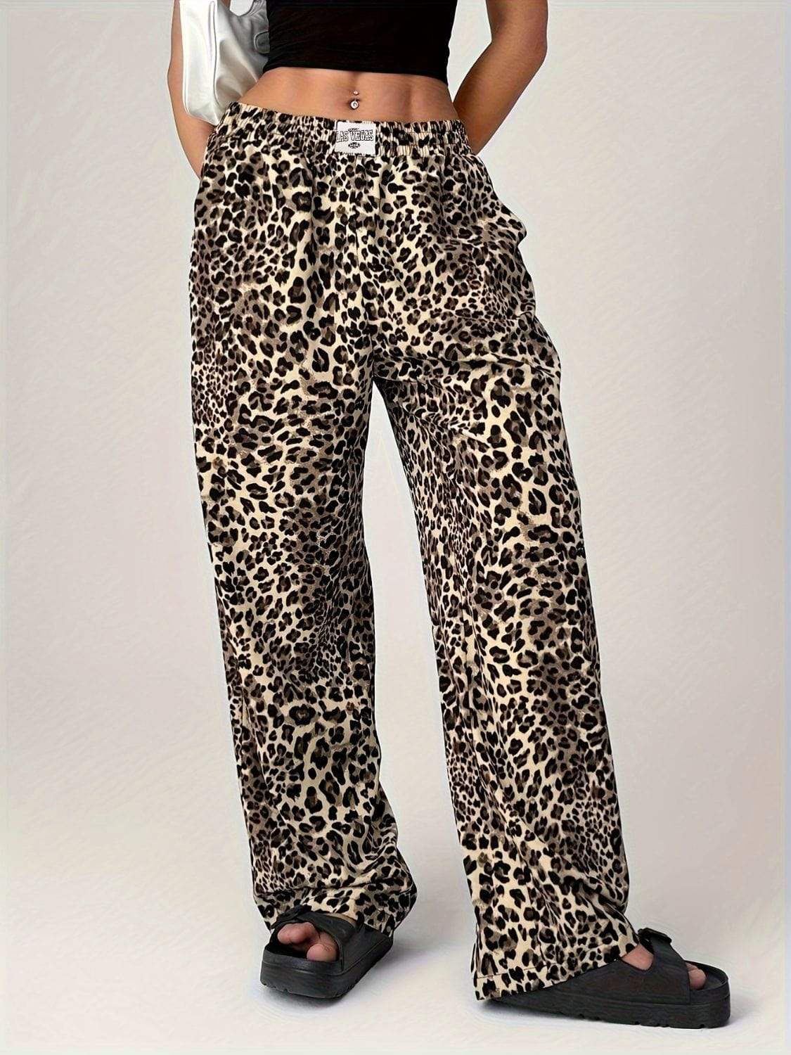 Leopard Wide Leg Pants with Pockets - Trendsi - Flyclothing LLC