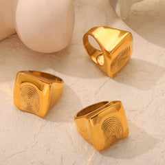 Titanium Steel Fingerprint Signet Ring Trendsi