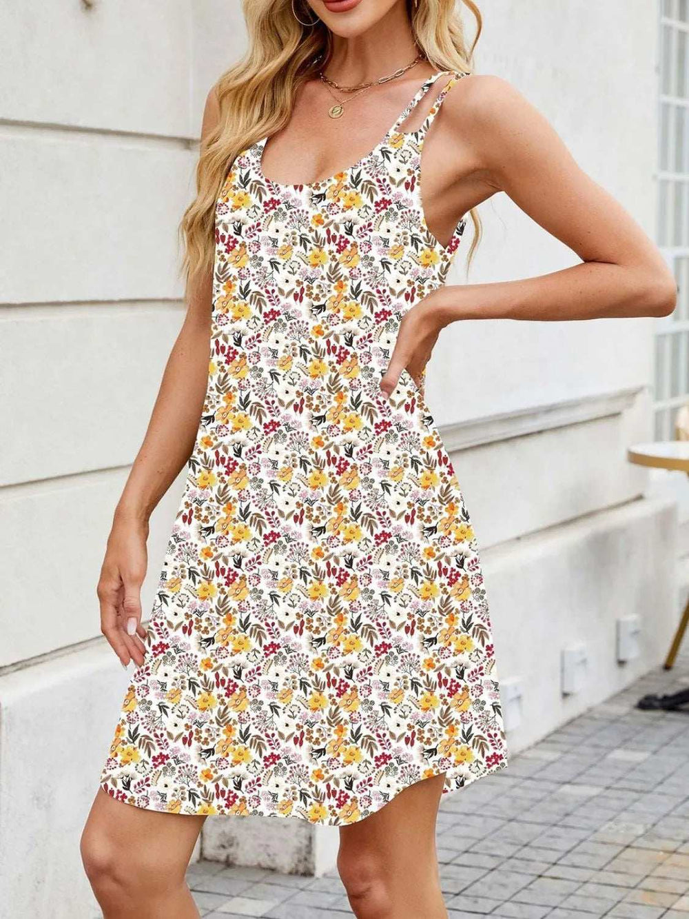 Printed Scoop Neck Cami Dress - Trendsi - Flyclothing LLC