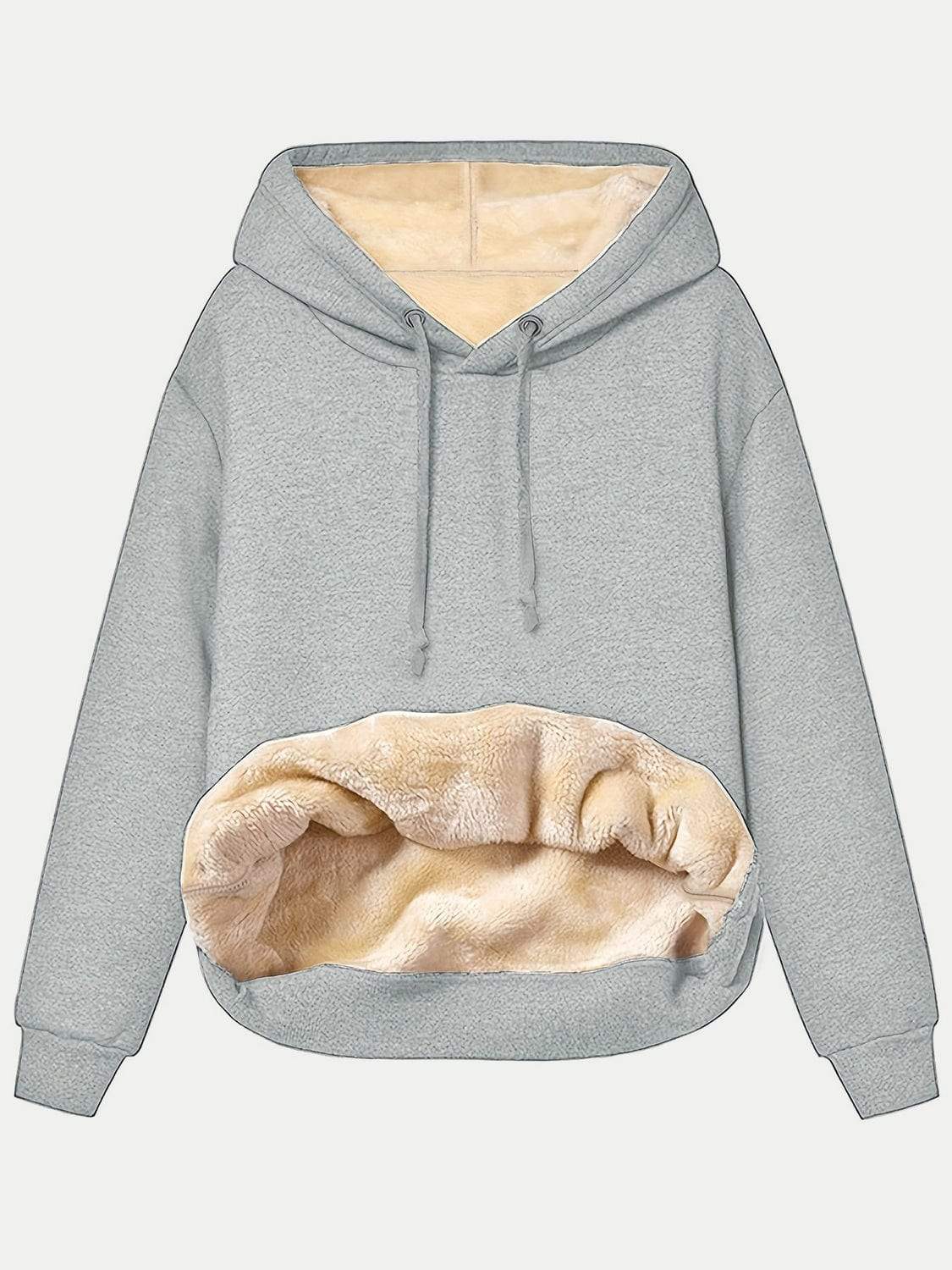 Drawstring Long Sleeve Hoodie with Kangaroo Pocket - Trendsi - Flyclothing LLC