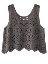 Openwork Round Neck Knit Vest - Trendsi - Flyclothing LLC