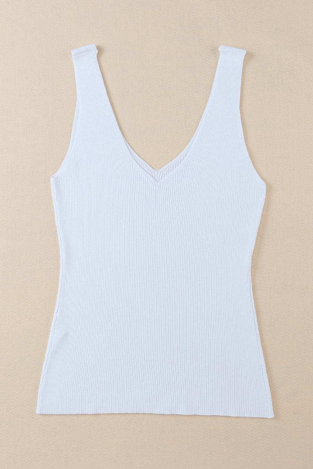 V-Neck Wide Strap Tank - Trendsi - Flyclothing LLC