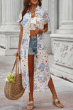 Printed Open Front Short Sleeve Cover-Up - Trendsi - Flyclothing LLC