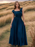 Ruffled Smocked Square Neck Maxi Dress - Trendsi - Flyclothing LLC