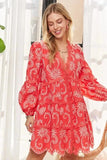 ADORA Puff Sleeve Floral Dress - Trendsi