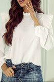 Frill Mock Neck Ruffled Balloon Sleeve Blouse - Trendsi