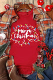 MERRY CHRISTMAS Round Neck Short Sleeve T-Shirt - Trendsi - Flyclothing LLC