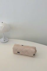 Bow Embroidered Quilted Storage Bag - Trendsi
