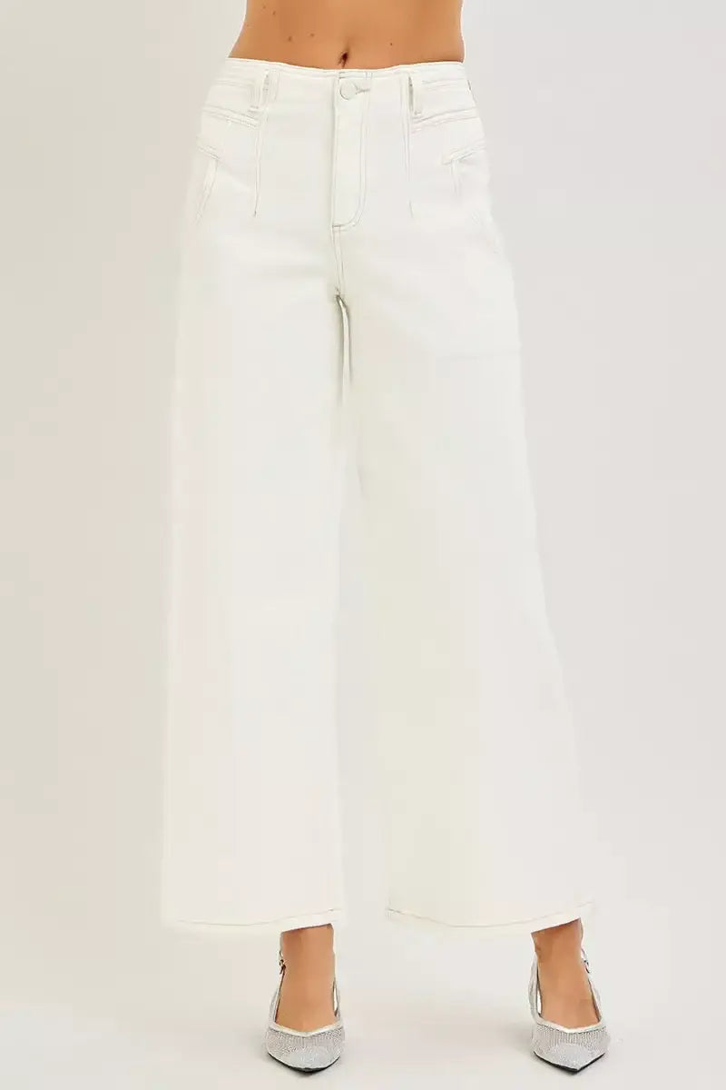 RISEN High Rise Ankle Wide Pants - Trendsi - Flyclothing LLC