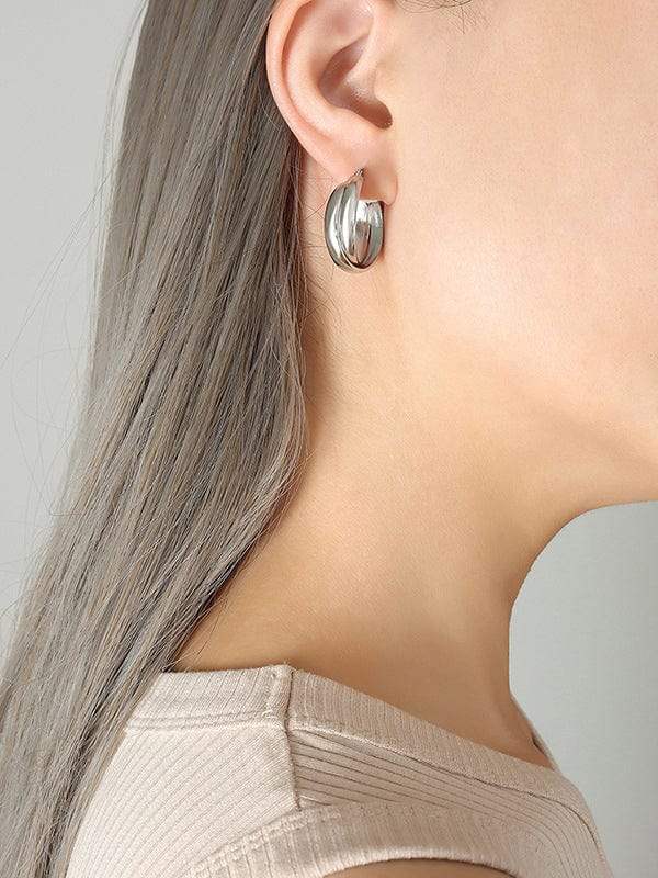 18K Gold-Plated Titanium Steel Huggie Earrings - Trendsi - Flyclothing LLC