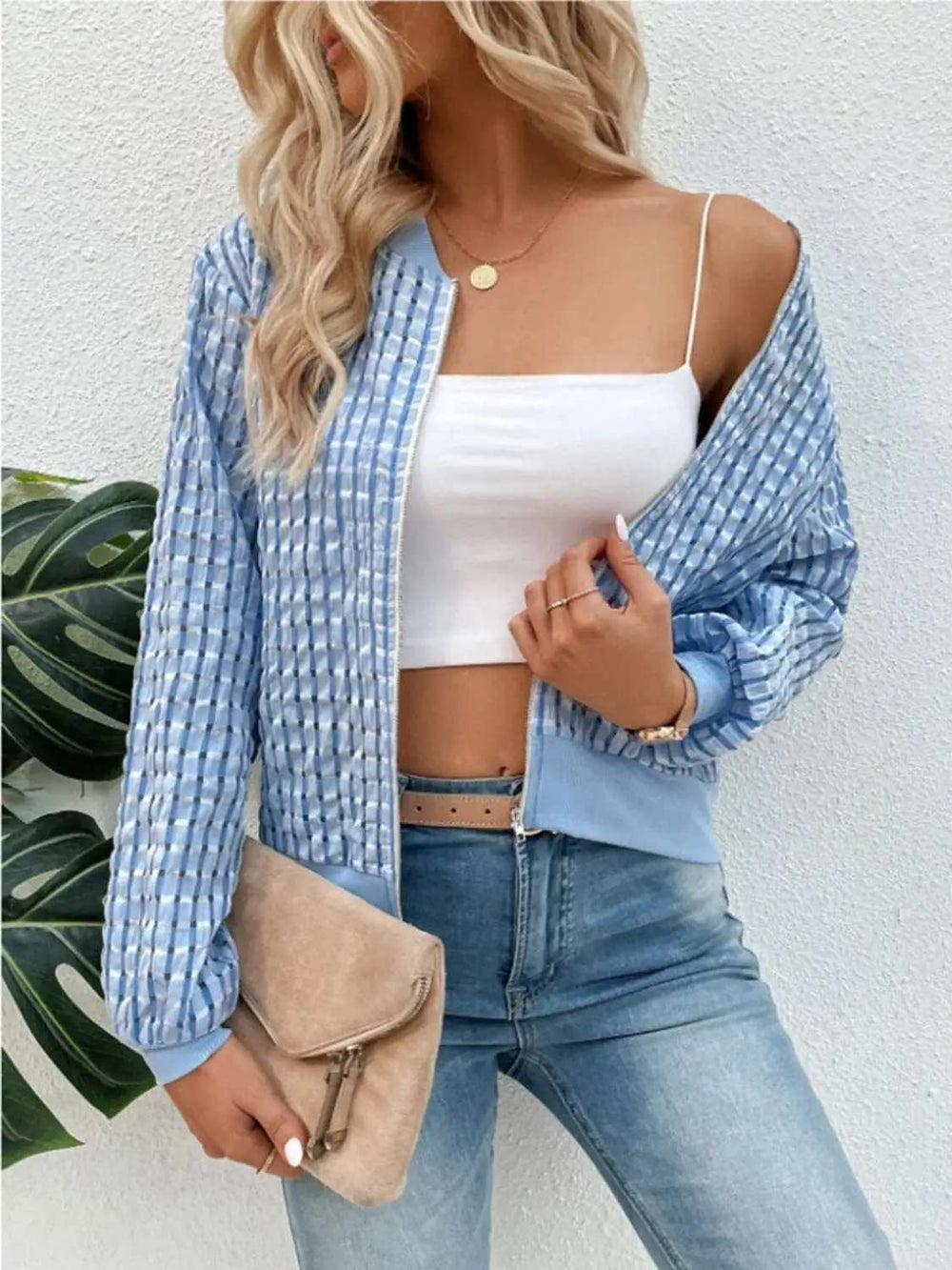 Zip Up Long Sleeve Jacket - Trendsi - Flyclothing LLC