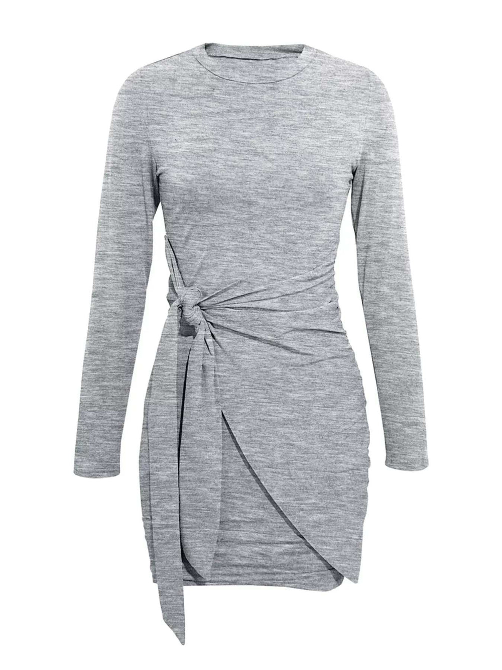 Round Neck Long Sleeve Bodycon Dress - Trendsi - Flyclothing LLC