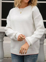 Bow-Back Round Neck Sweater - Trendsi - Flyclothing LLC