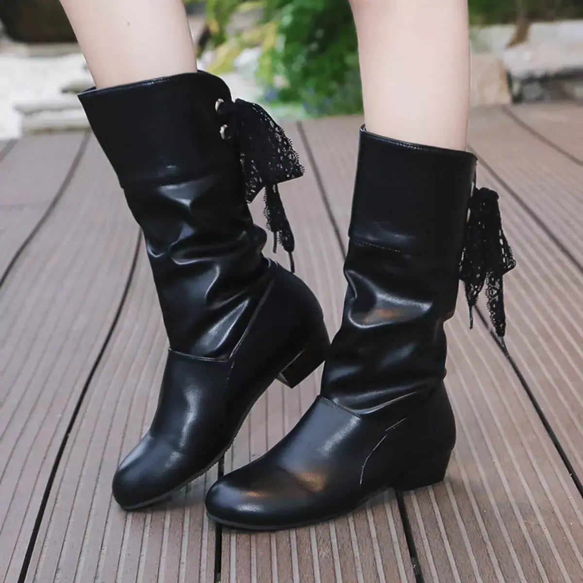 Round Toe Block Heels Boots - Trendsi - Flyclothing LLC