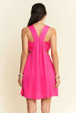 Davi & Dani Washed Satin Cutout Skirt Bandeau Mini Dress - Trendsi
