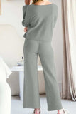 Round Neck Long Sleeve Top and Pants Set - Trendsi - Flyclothing LLC