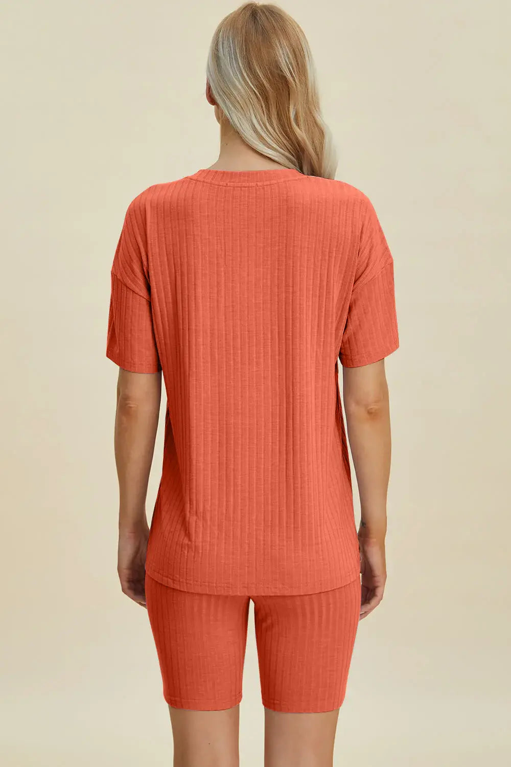 Basic Bae Full Size Ribbed V-Neck Short Sleeve Top and Shorts Set - ShopBasicbae - Flyclothing LLC