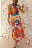 Floral Tied Back Sleeveless Midi Dress - Trendsi